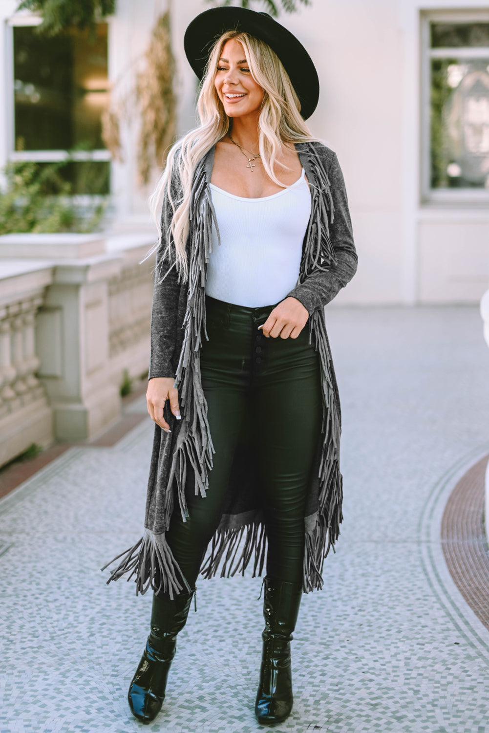 Fringe Detail Long Sleeve Cardigan