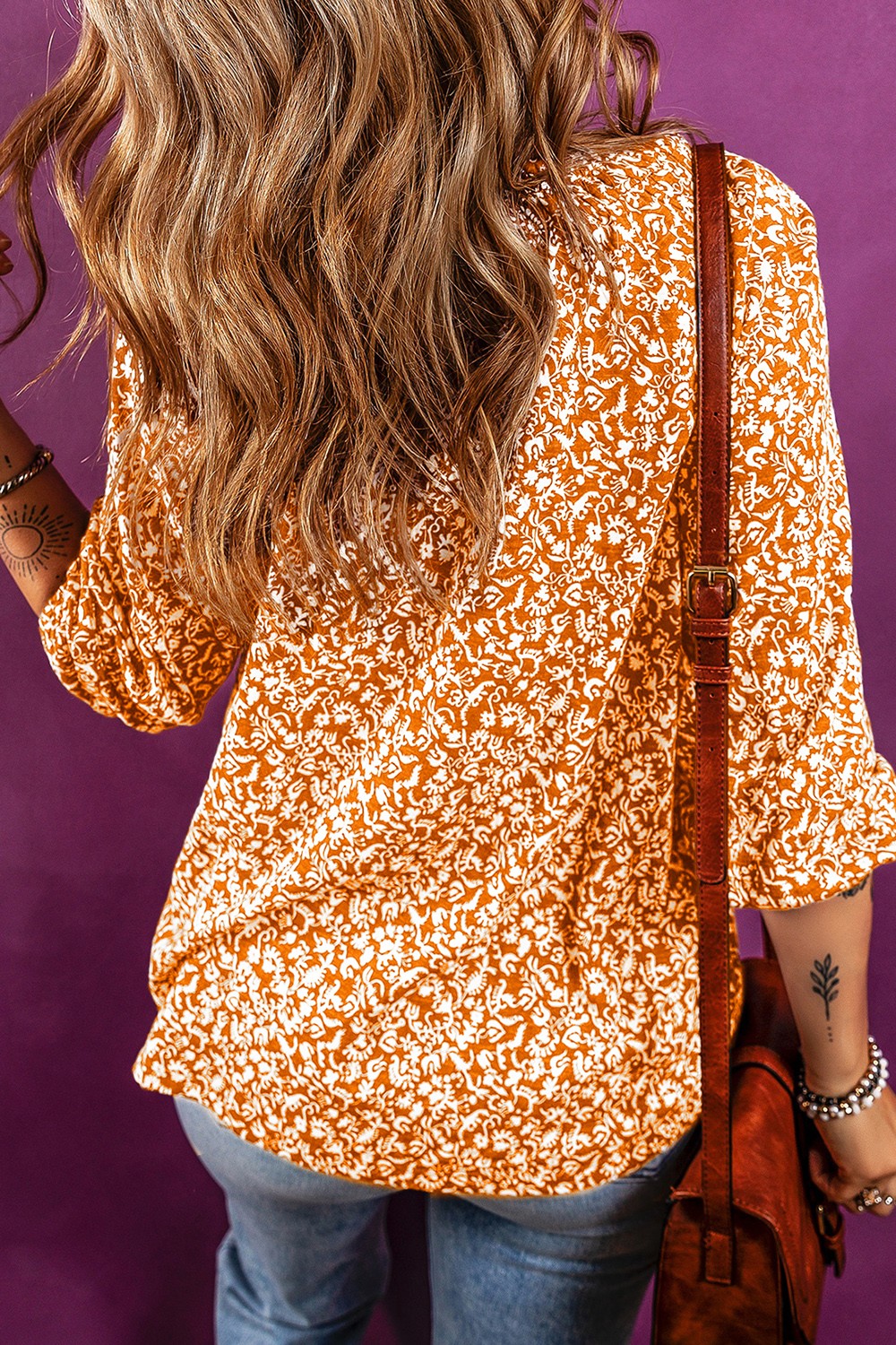 Printed Tie Neck Blouse