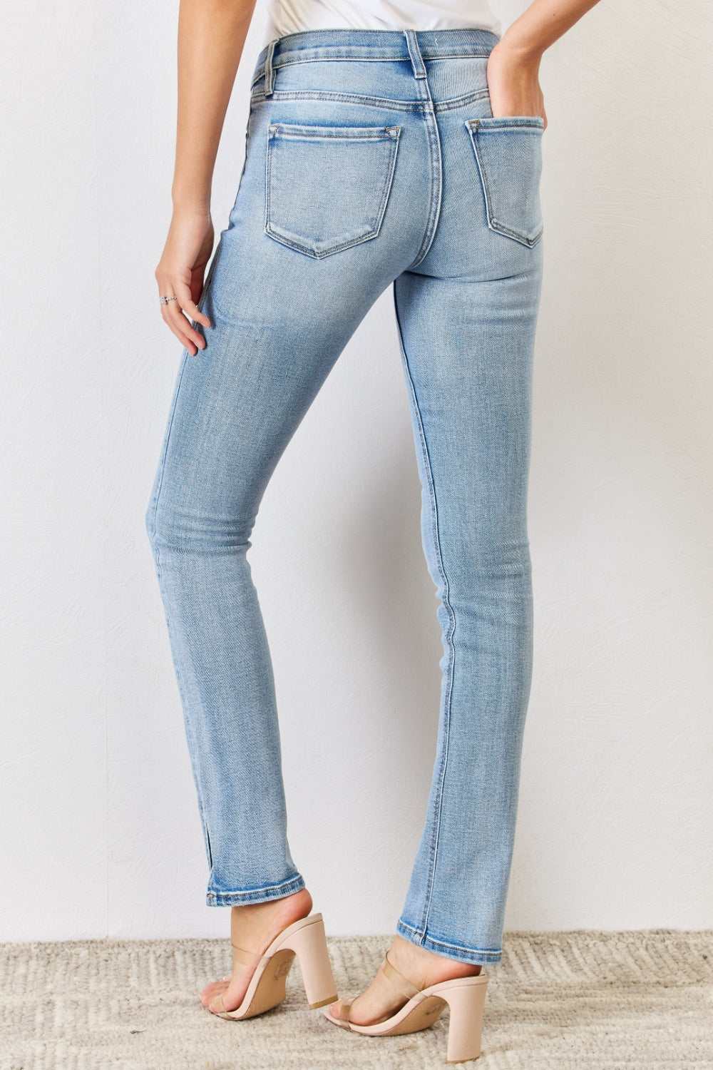 Kancan Full Plus Size Mid Rise Y2K Slit Bootcut Jeans