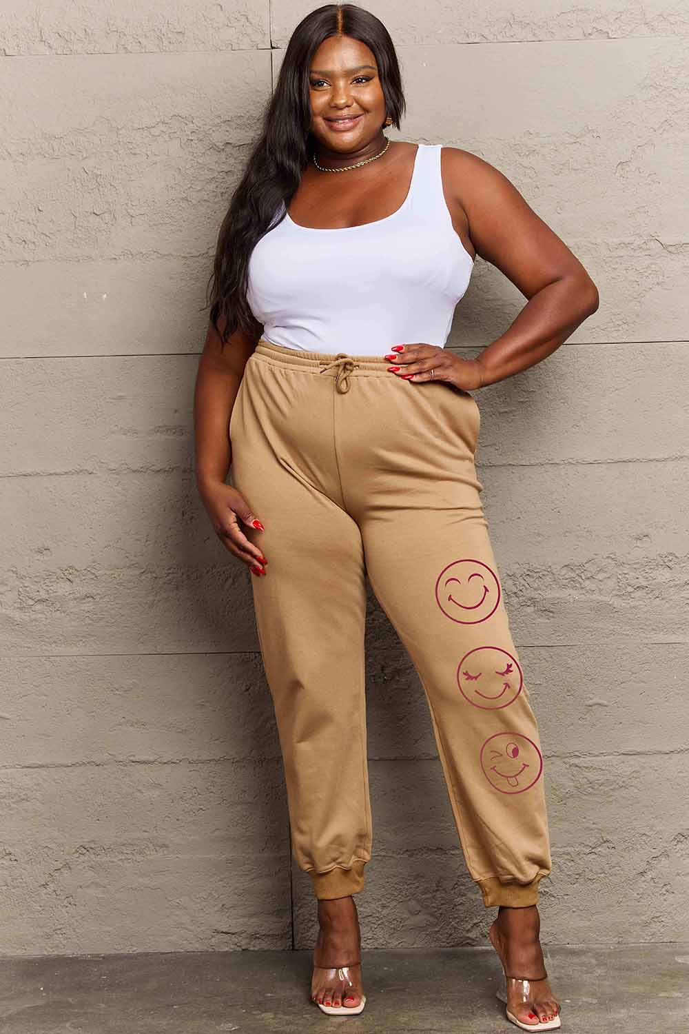 Simply Love Full Plus Size Emoji Graphic Sweatpants